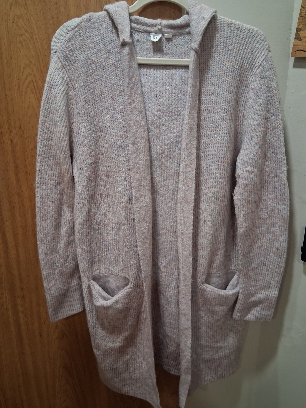 GAP Hooded Open-Front Cardigan - Light Pink Heather